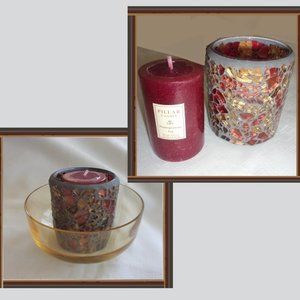 Stained Glass Cup / Pomegranate Fig Pillar Candle